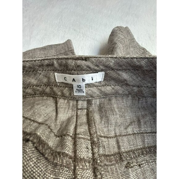 Cabi Women's Linen Mid Rise Waist Outdoor Casual Cargo Shorts Brown 10 - Picture 3 of 10